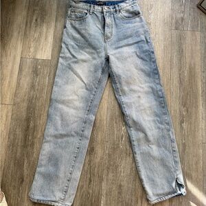Nasty Gal Light Washed Denim Jeans with hem slits - Size Small
